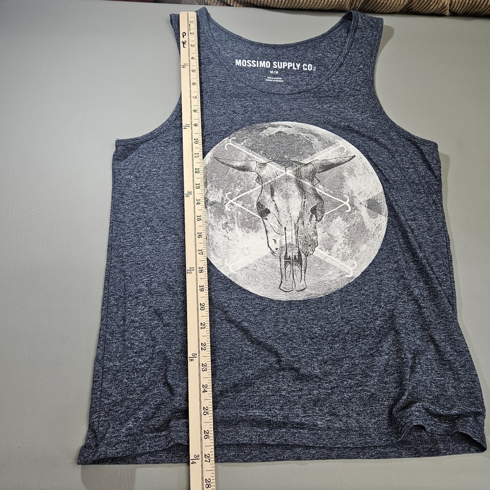 Mossimo Supply Co Men's Tank Top Medium Moon Blue Western Skull - Picture 4 of 6